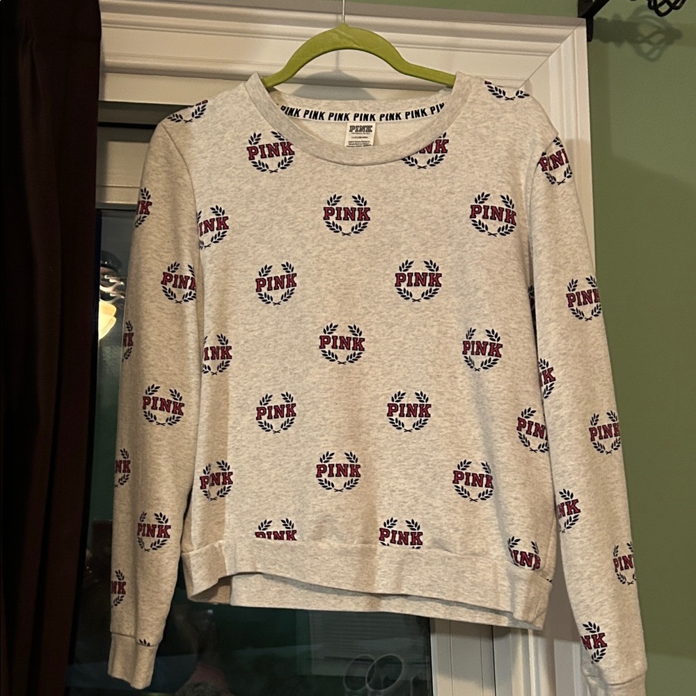 PINK Victoria's Secret Logo Print Sweatshirt - gray size L excellent condition